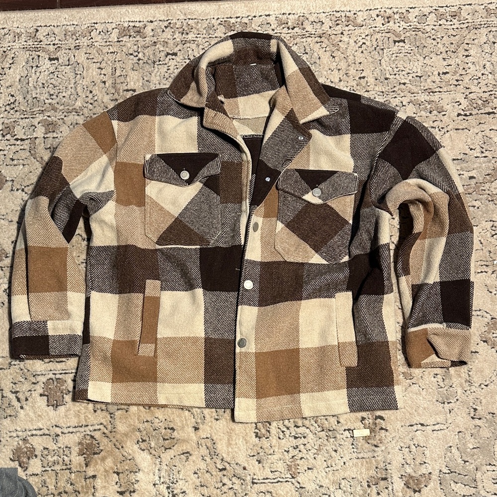 SHEIN Tan and Cream Striped Jacket